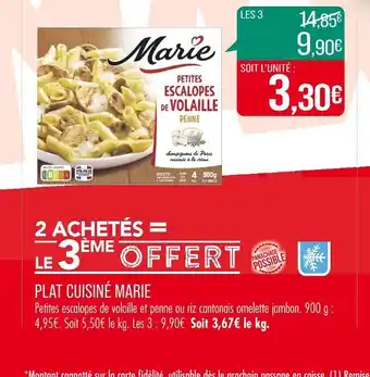 Match MARIE PLAT CUISINÉ offre