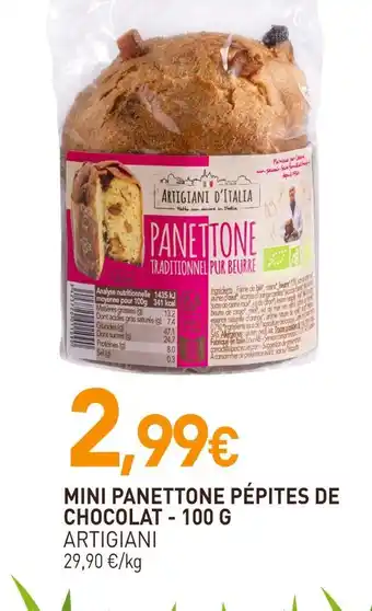 naturéO ARTIGIANI MINI PANETTONE PÉPITES DE CHOCOLAT offre