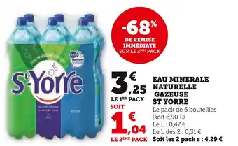 Super U ST YORRE EAU MINERALE NATURELLE GAZEUSE offre
