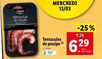 Lidl Deluxe Tentacules de poulpe offre