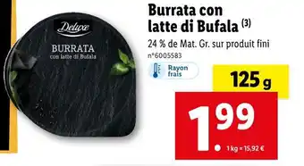 Lidl Deluxe Burrata con latte di Bufala offre