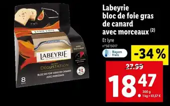 Lidl Labeyrie bloc de foie gras de canard avec morceaux offre
