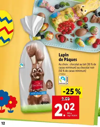 Lidl FAVORINA Lapin de Pâques offre