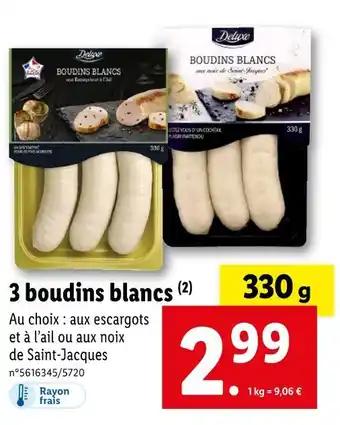 Lidl 3 boudins blancs offre