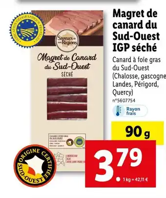 Lidl Saveurs de nos régions Magret de canard du Sud-Ouest IGP séché offre