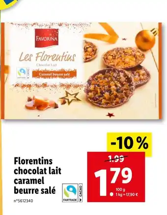Lidl FAVORINA Florentins chocolat lait caramel beurre salé offre