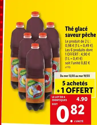 Lidl FREEWAY Thé glacé saveur pêche offre