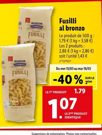 Lidl COMBINO Fusilli al bronzo offre