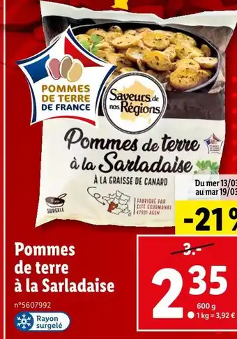 Lidl Saveurs de nos Régions Pommes de terre à la Sarladaise offre