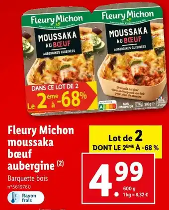 Lidl Fleury Michon moussaka bœuf aubergine offre