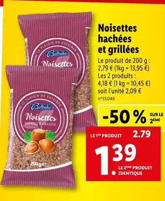 Lidl Belbake Noisettes hachées et grillées offre