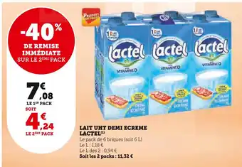U Express LACTEL LAIT UHT DEMI ECREME offre