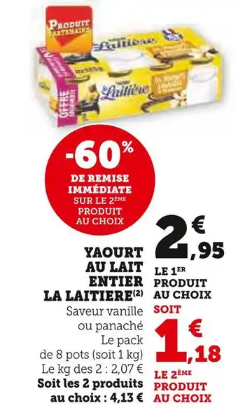U Express LA LAITIERE YAOURT AU LAIT ENTIER offre