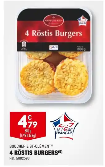 ALDI BOUCHERIE ST-CLÉMENT 4 RÖSTIS BURGERS offre