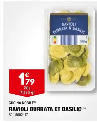 ALDI CUCINA NOBILE RAVIOLI BURRATA ET BASILIC offre