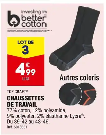 ALDI TOP CRAFT CHAUSSETTES DE TRAVAIL offre