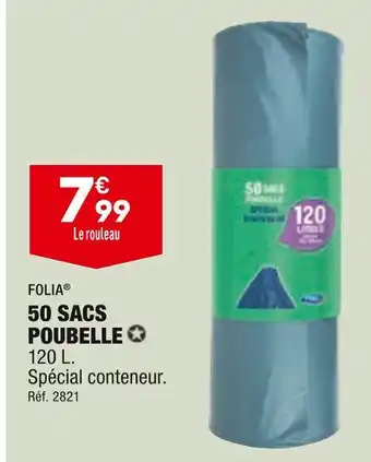 ALDI FOLIA 50 SACS POUBELLE offre