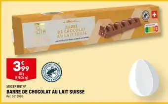 ALDI MOSER ROTH BARRE DE CHOCOLAT AU LAIT SUISSE offre