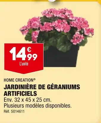 ALDI HOME CREATION JARDINIÈRE DE GÉRANIUMS ARTIFICIELS offre