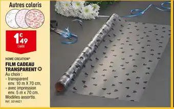 ALDI HOME CREATION FILM CADEAU TRANSPARENT offre