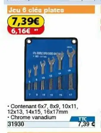 Jeu 6 Clès Plate
