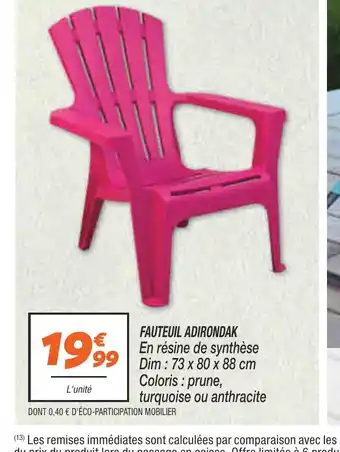 Netto FAUTEUIL ADIRONDAK offre