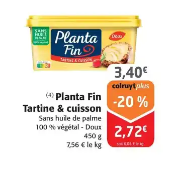 Colruyt Planta Fin Tartine & cuisson offre