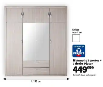 Conforama ARMOIRE 8 PORTES ET 2 TIROIRS PLUTON offre