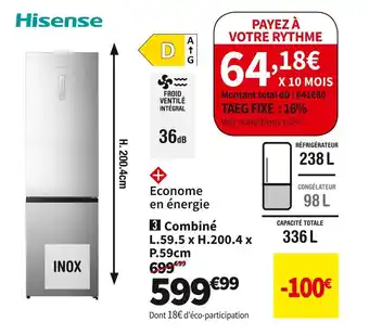 Conforama HISENSE RÉF. COMBINÉ RB440N4ACD offre