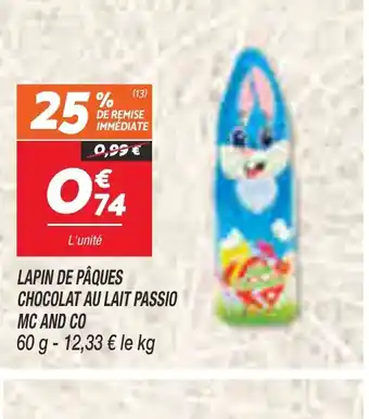 Netto LAPIN DE PÂQUES CHOCOLAT AU LAIT PASSIO MC AND CO offre