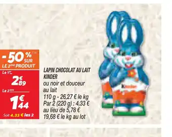 Netto LAPIN CHOCOLAT AU LAIT KINDER offre