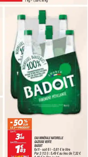 Netto EAU MINÉRALE NATURELLE GAZEUSE VERTE offre