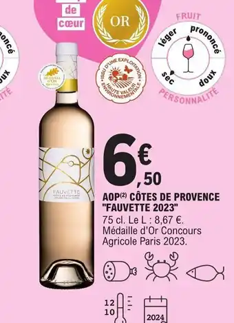 E.Leclerc AOP(2) CÔTES DE PROVENCE "FAUVETTE 2023" offre