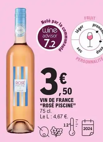 E.Leclerc VIN DE FRANCE "ROSÉ PISCINE" offre
