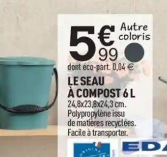 Centrakor LE SEAU À COMPOST 6 L 24,8x23,8x24,3 cm offre