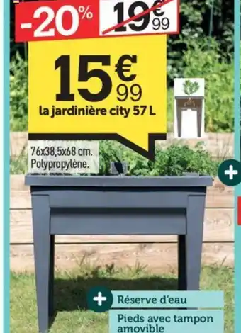 Centrakor la jardinière city 57 L 76x38,5x68 cm. Polypropylène. offre