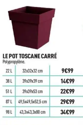 Centrakor LE POT TOSCANE CARRÉ Polypropylène. offre