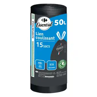 Carrefour Market CARREFOUR 15 sacs poubelle 50L offre