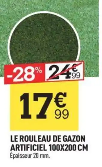Centrakor LE ROULEAU DE GAZON ARTIFICIEL 100X200 CM Épaisseur 20 mm. offre