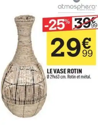 Centrakor LE VASE ROTIN 029x63 cm. Rotin et métal. offre