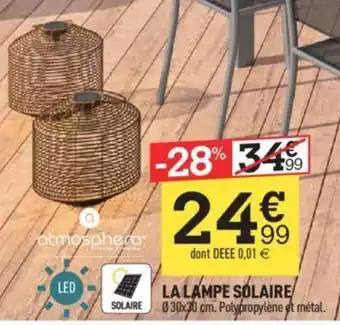 Centrakor LA LAMPE SOLAIRE 030x30 cm. Polypropylène et métal. offre