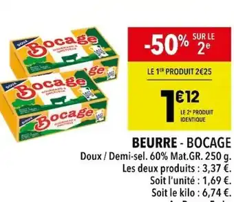 BEURRE - BOCAGE Doux Demi-sel. 60% Mat.GR. 250 g.