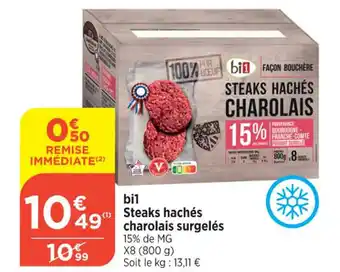 Bi1 bi1 Steaks hachés charolais surgelés offre