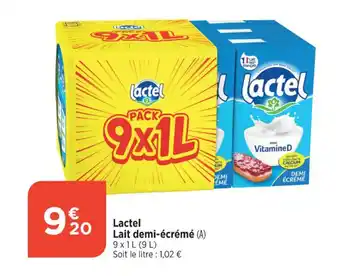 Bi1 Lait demi-écrémé (A) 9x1L (9 L) offre