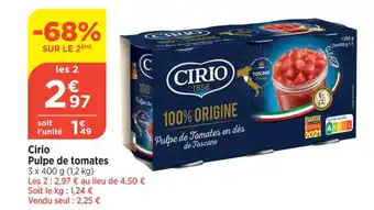 Bi1 Cirio Pulpe de tomates offre