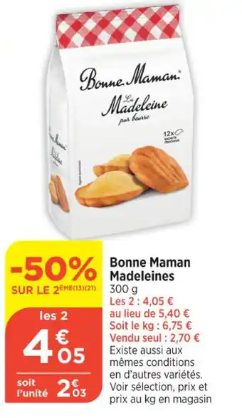Bi1 Bonne Maman Madeleines offre