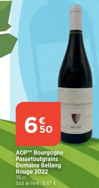 Bi1 AOP** Bourgogne Passetoutgrains Domaine Bellang Rouge 2022 offre