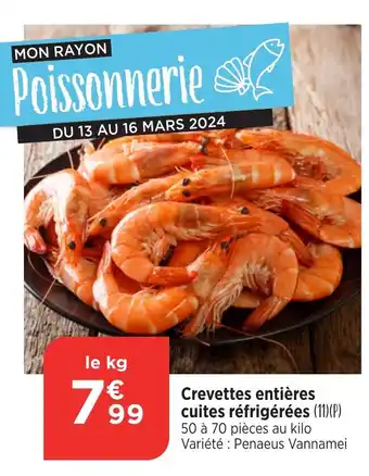 Crevettes entières cuites réfrigérées