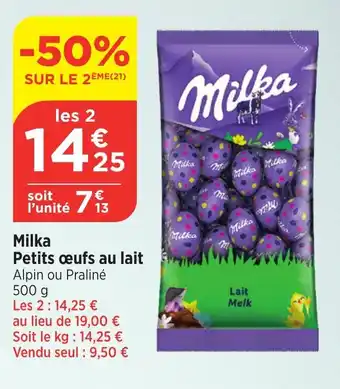 Bi1 Milka Petits œufs au lait offre