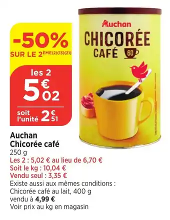 Bi1 Auchan Chicorée café offre
